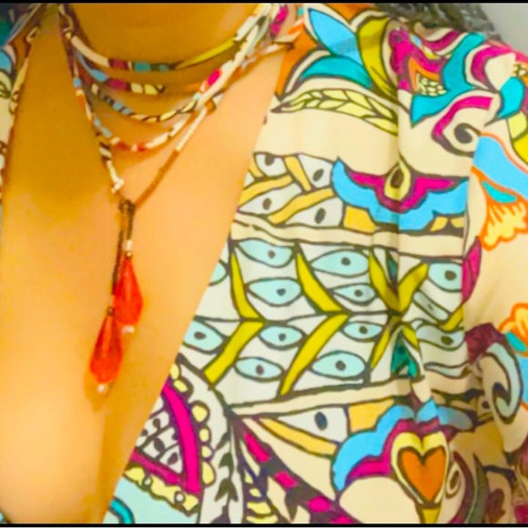 Zara Paisley Printed Dress with Tie V Neckline and Long sleeves. Women’s Medium. - Picture 3 of 11